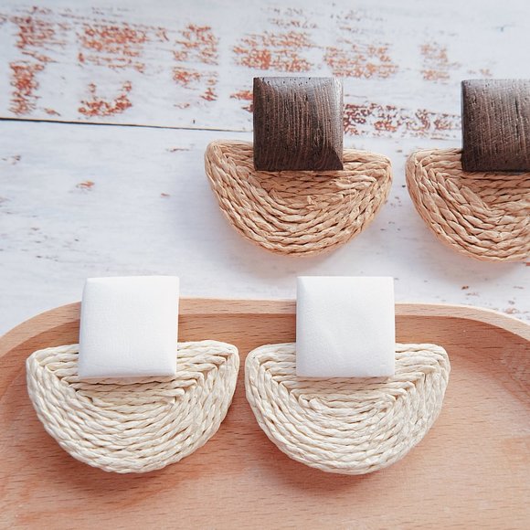 Woven Half Circle Statement Earring - Picture 2 of 5